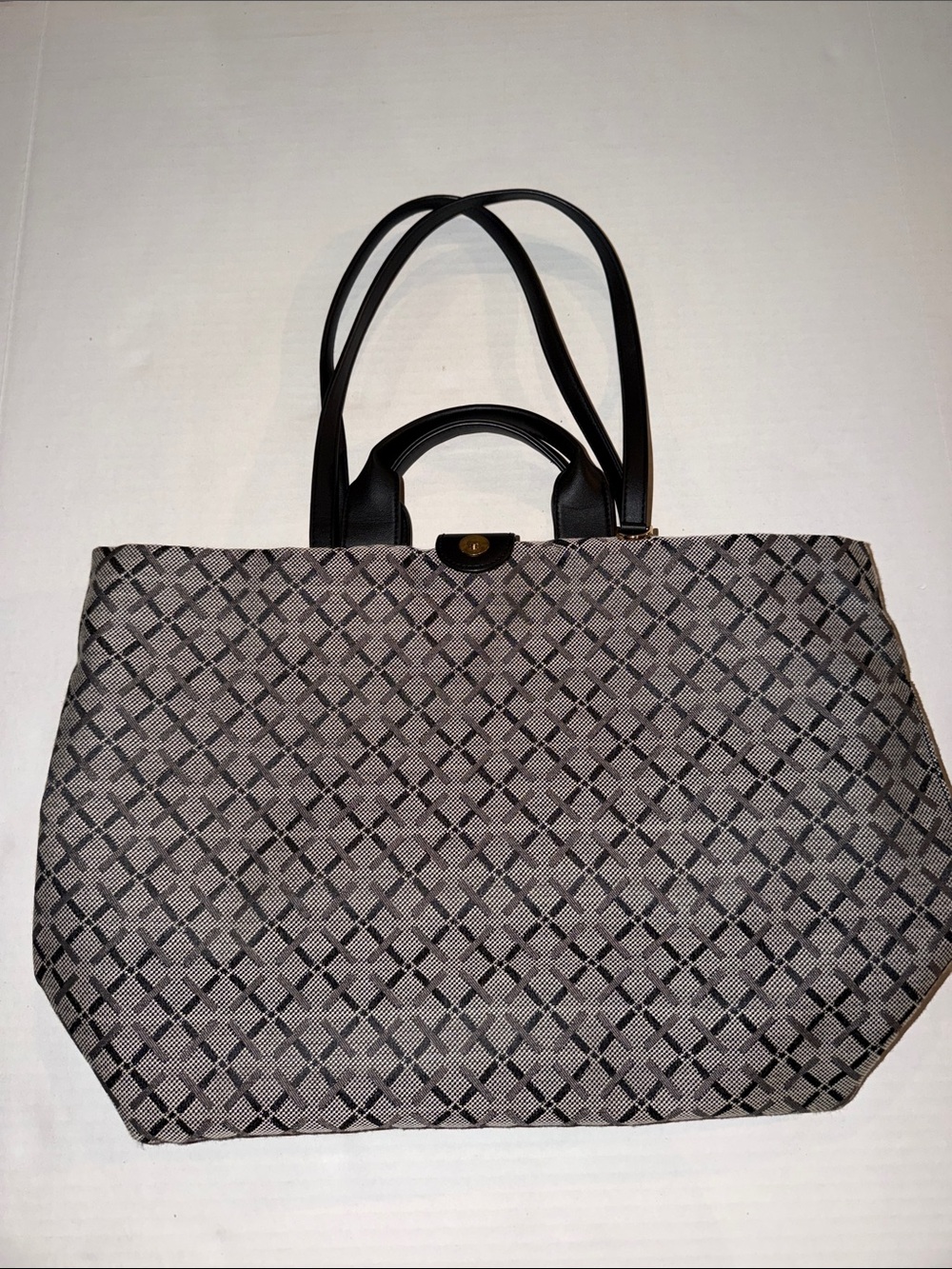 a new day Black and Cream Diamond Weave Tote